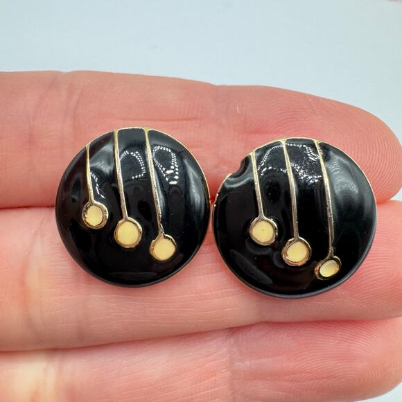 Vintage Geometric Enamel Earring Lot Retro 80s 90s Mod Runway Chic 4 Pair Fun - Picture 9 of 12